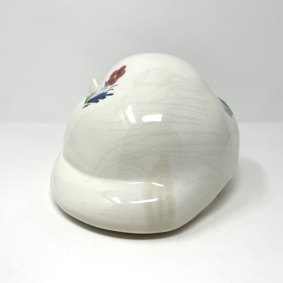 ELPA Alcobaca Ceramic Cat with Glass Blue Glass Eyes Made in Portugal Flowers - Picture 4 of 9